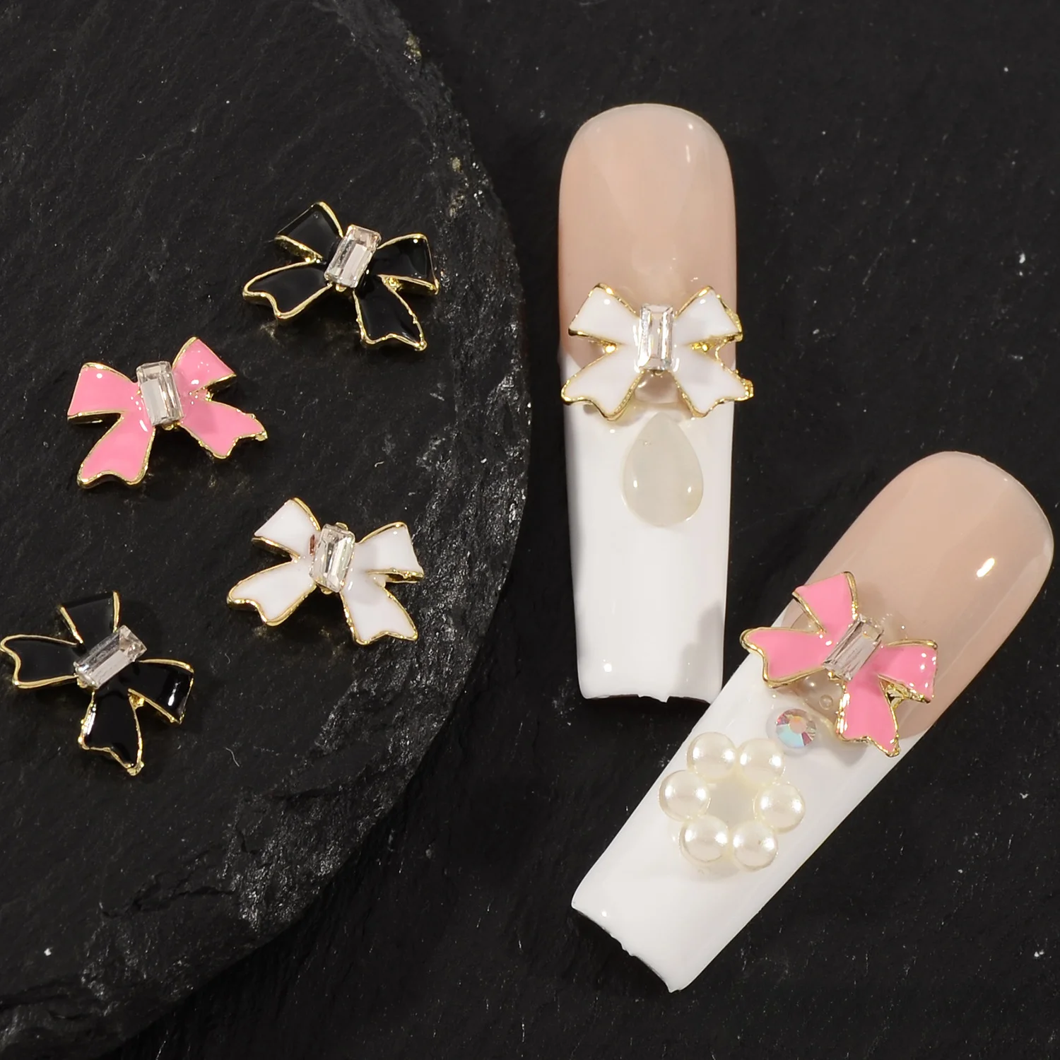 20PCS High-end Rhinestone Butterfly Nail Art Decorations with Alloy Streamers for Valentine's Day