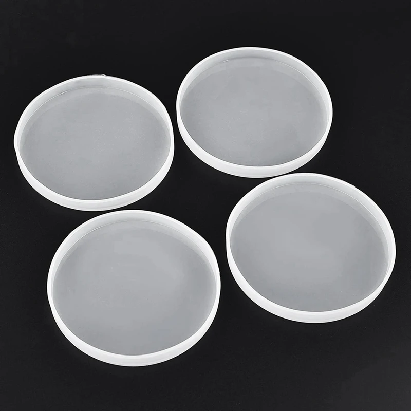 4PCS Round Resin Coaster Mold For Resin Casting,Epoxy Molds For Casting With Resin,Concrete,Cement And Polymer Clay