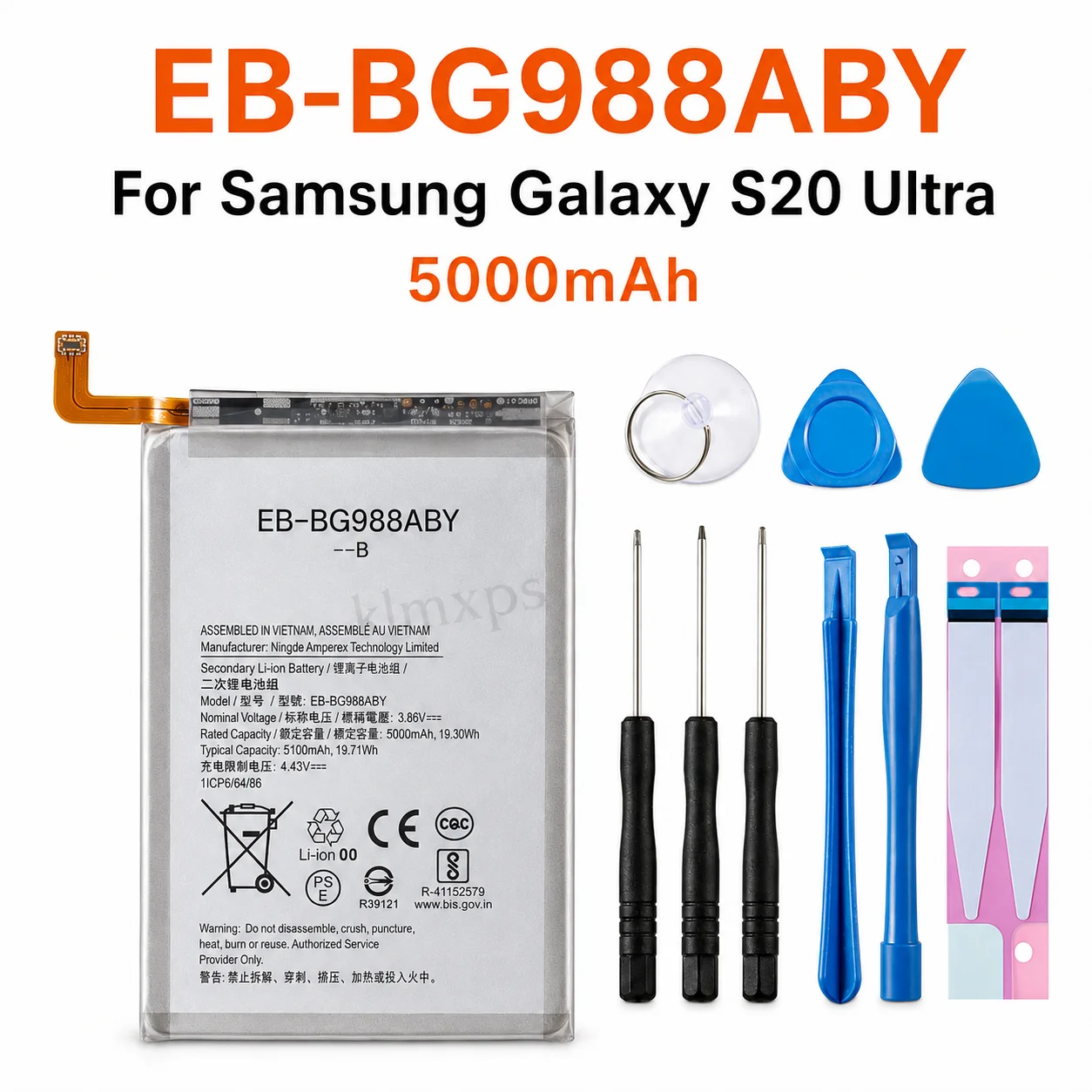 High Capacity Replacement Battery for Samsung Galaxy S21 FE S20 Plus S20 Ultra S20 4000mAh 4500mAh 5000mAh Long Lasting + Tools