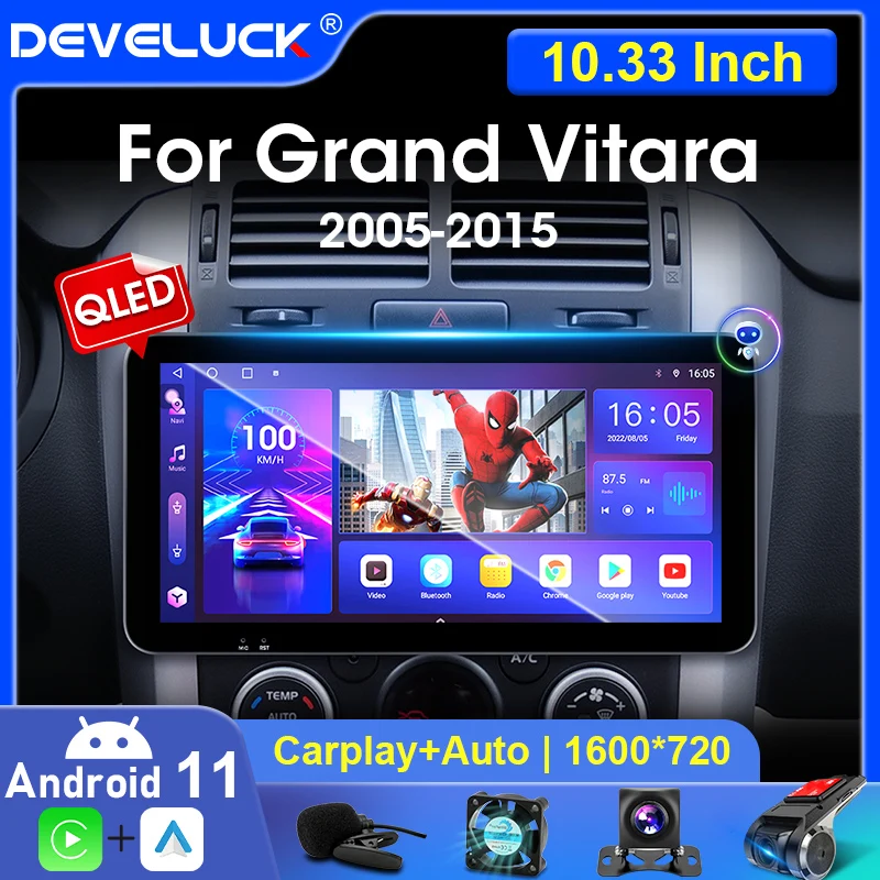 

10.33" Android 11 2 Din For Suzuki Grand Vitara 3 2005-2015 Car Radio Multimedia Video Player QLED Screen Stereo Carplay Auto 4G