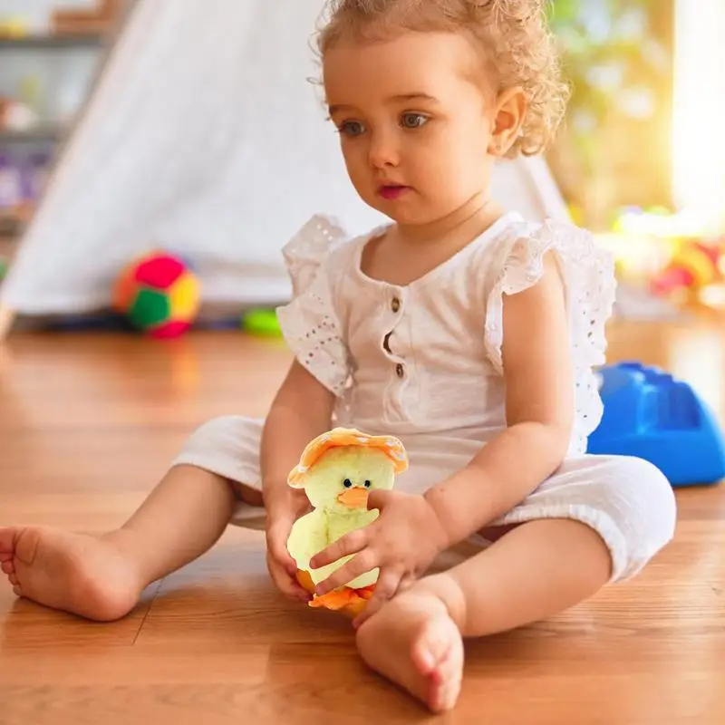 Canard en peluche chantant jaune pour enfants, animal en peluche doux, jouet coule, développement de la motricité fine, jouet d'apprentissage mentaires oriel, cadeau pour enfants