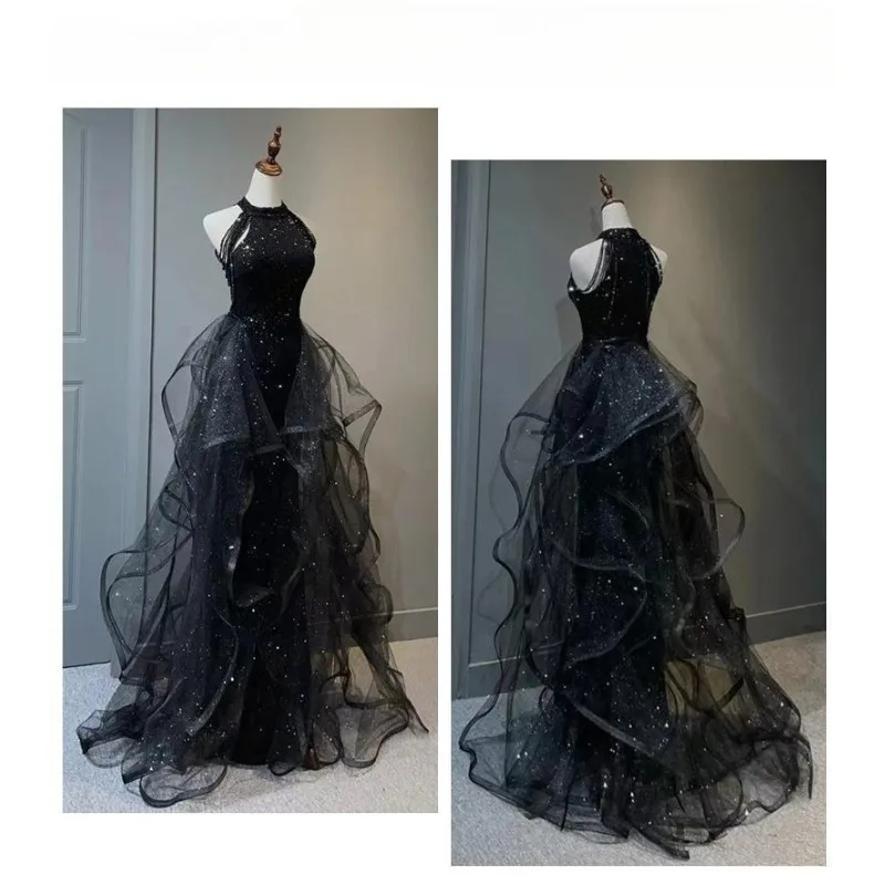 GIYSILE personnalisé noir 2026 nouveau bustier tubulaire robe de soirée lumière paillettes princesse moelleux sans manches robe formelle femmes élégant
