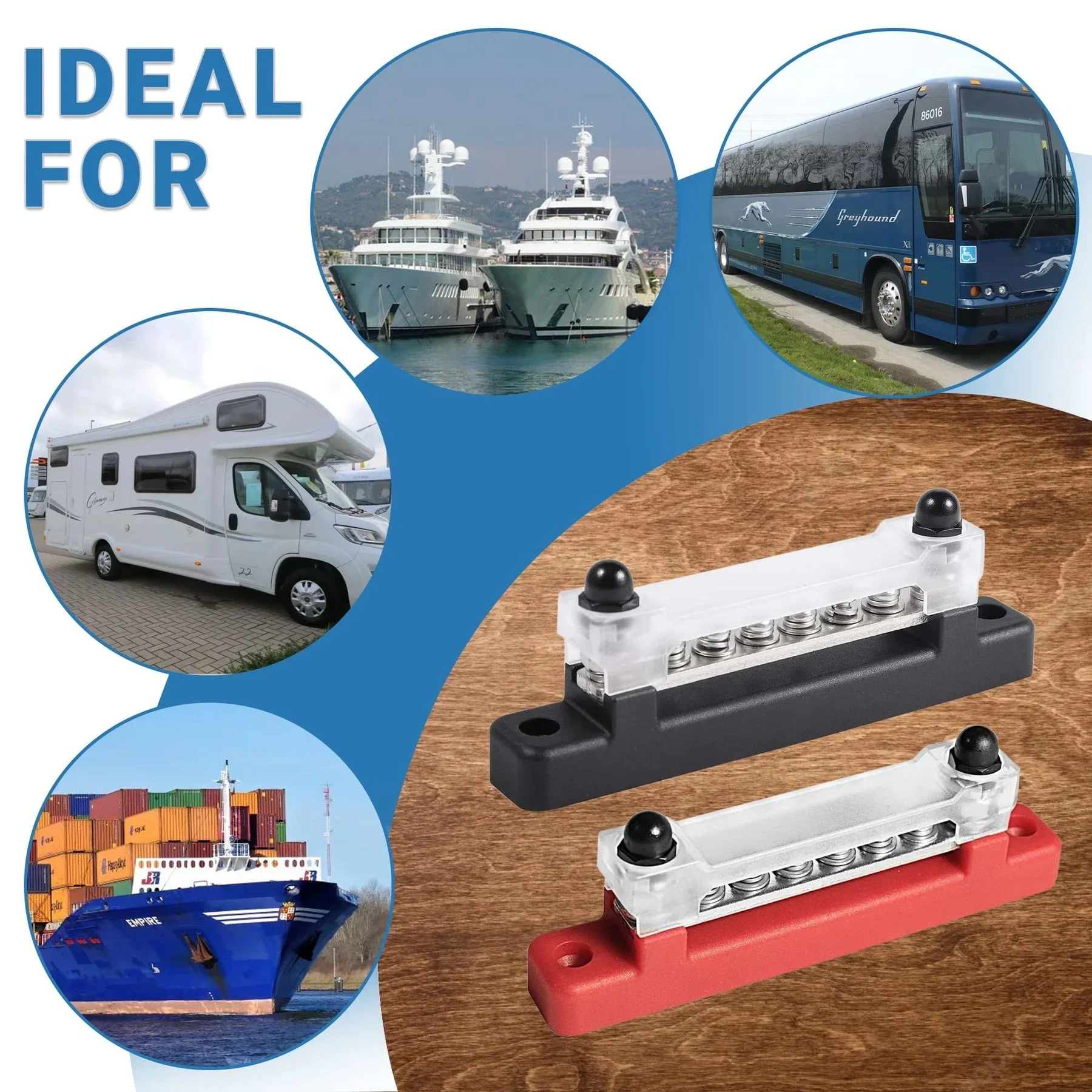 M6 M4配電ブロックバスバー150Aバスバー12v電気端子台1/4インチキャラバン、トラック、ボート、車、キャンピングカー、RV用