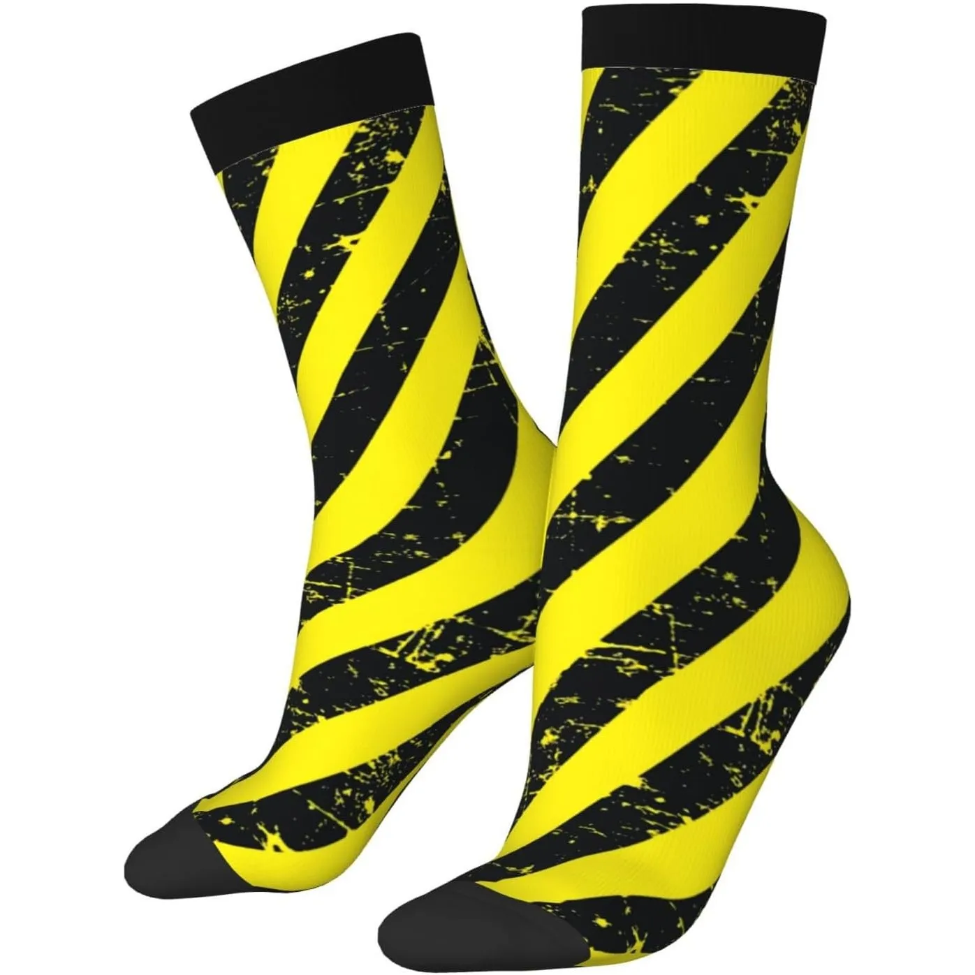 Caution Tape Print Crew Socks Casual Athletic Socks for Women Men 2-Pack
