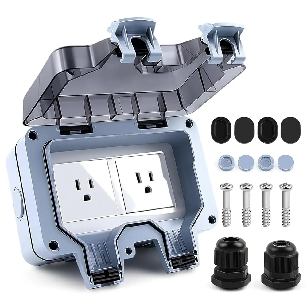 

Двойная водонепроницаемая розетка с крышкой, 15 А, уличная силовая розетка, наружный корпус для розеток 125 В для освещения