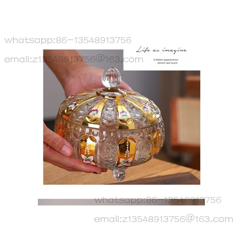 European light luxury crystal glass candy jar with lid household decoration creative snack storage sugar tank