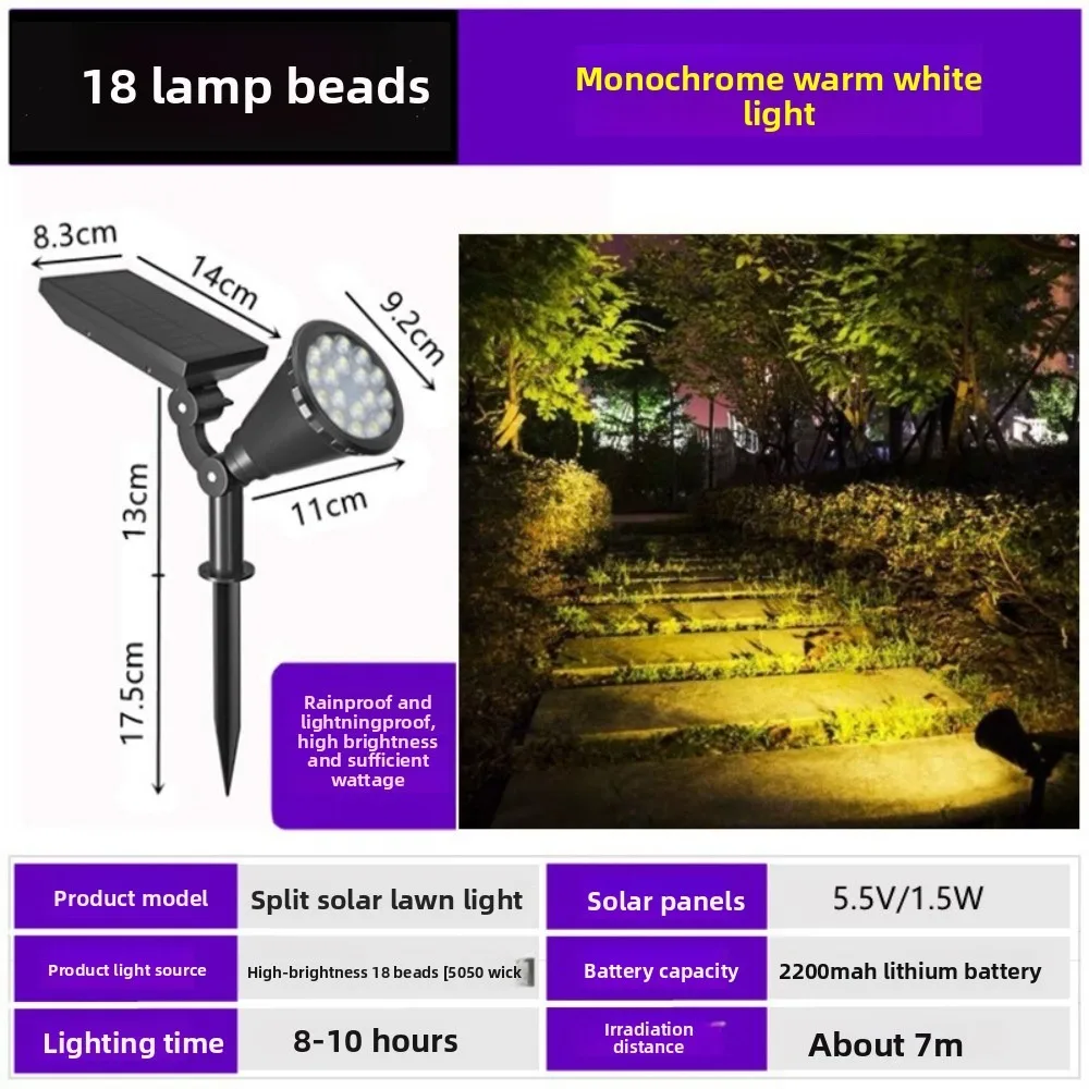 Durable 18Led Solar Lawn Lamp IP67 Waterproof Landscape Light Solar Spotlights Lawn Decor Lighting Adjustable Garden Spot Lights