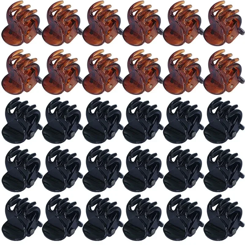 10-50pcs/pack Mini Hair Claw Clips for Women Girls Accessories Black Brown Transparent Plastic Mini Claws Hair Pins Clamp Gifts