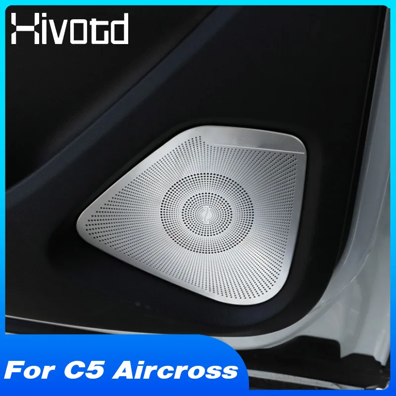 

Car Audio Door LoudSpeaker Cover Trim Stainless Steel Interior Accessories Styling Decor Parts For Citroen C5 Aircross 2021-2017