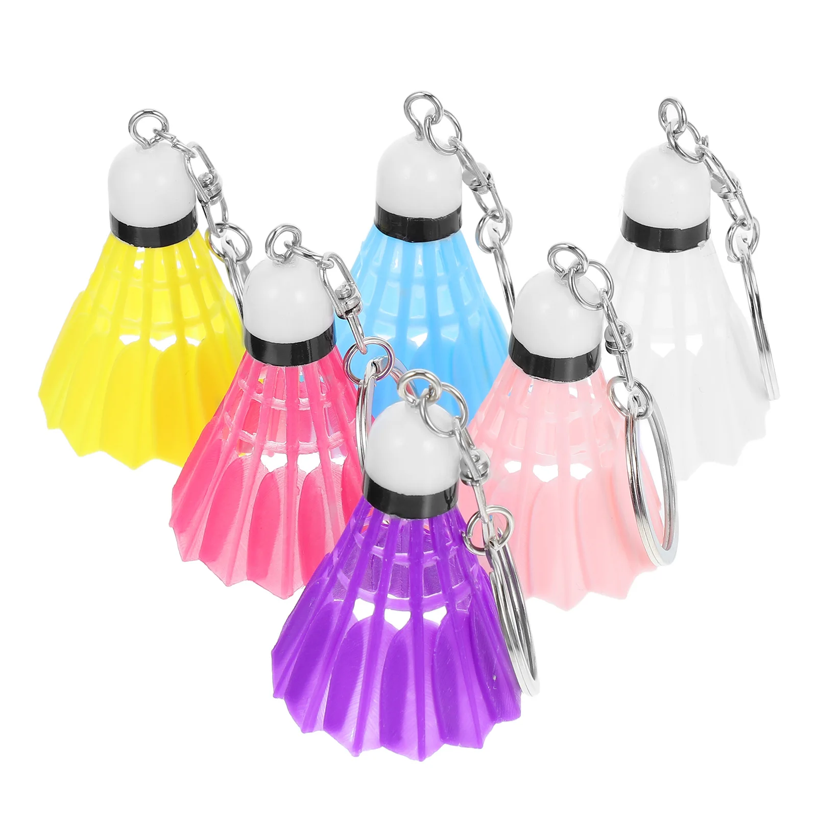 

6pcs Colorful Badminton Keychains 5cm Size Mixed Colors Cute Sports Pendant Bag Charm Lightweight Fashionable Gift Idea