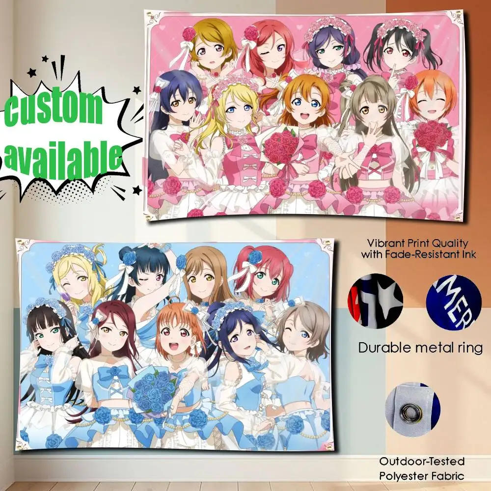 Kozue Megumi LoveLive Merchandise Flag Tapestry Banner for Bedroom Living Room Outdoor Camping Custom Supported