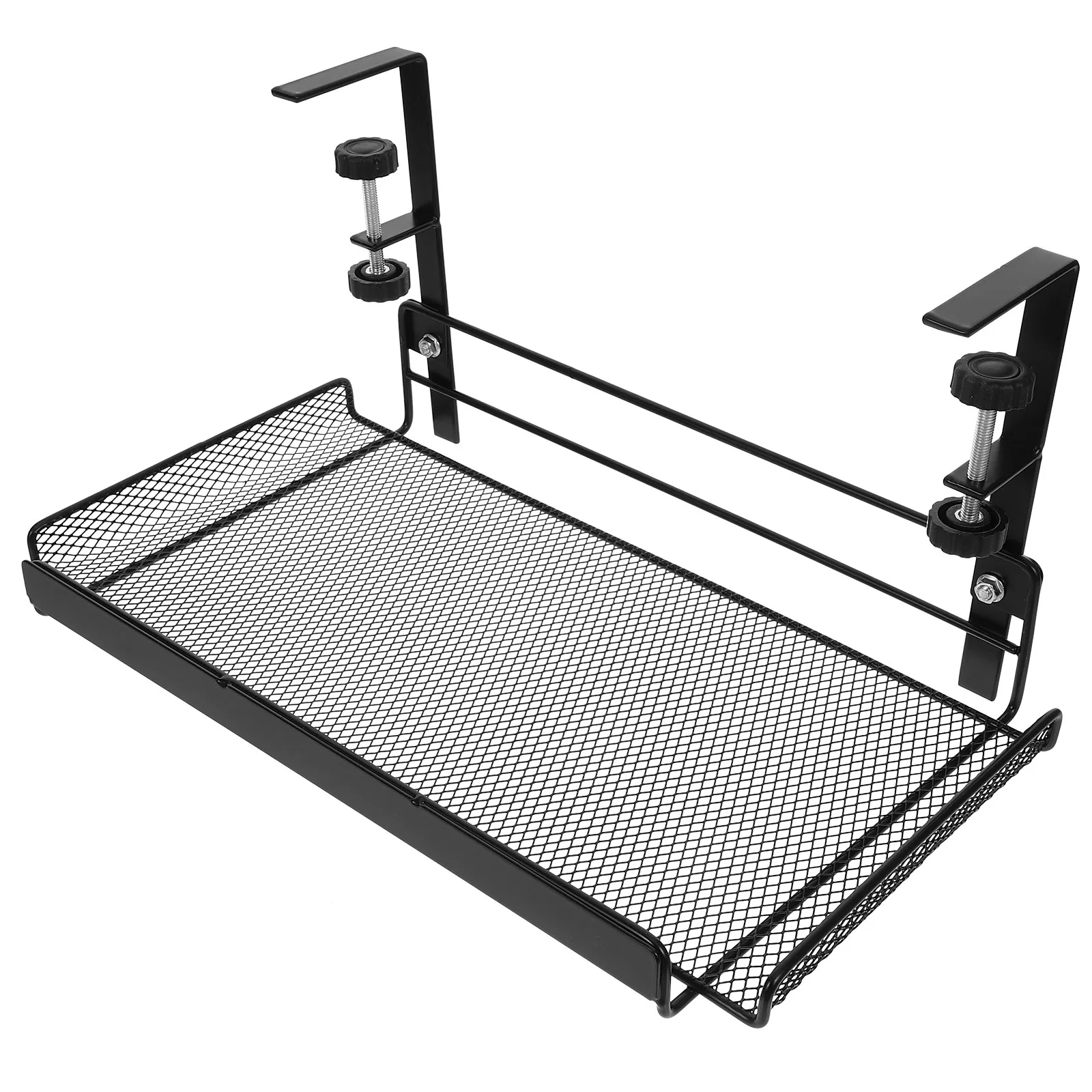 

Under Desk Storage Basket Organizer Metal Mesh Design Adjustable Clamp on Desk File Document Holder Office Dorm Bathroom Living