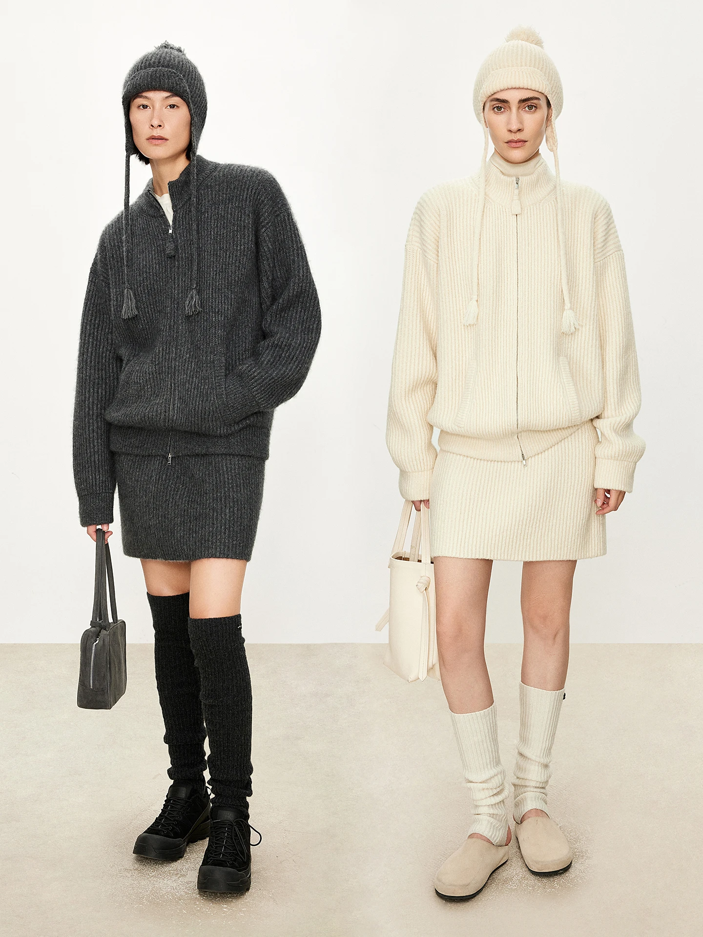 

Snowcore Silk Camere вязаный открытый кардиган на молнии, свитер или юбка для лыжного сезона, универсальная модная женская одежда