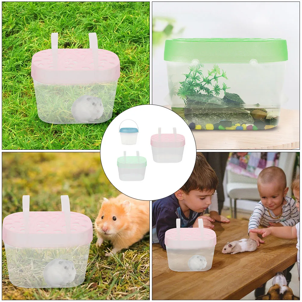 

3 Pcs Feeding Box Plastic Hamsters Boxes Kids Toys Portable Breeding Boxes Lightweight Storage Breathable Holes