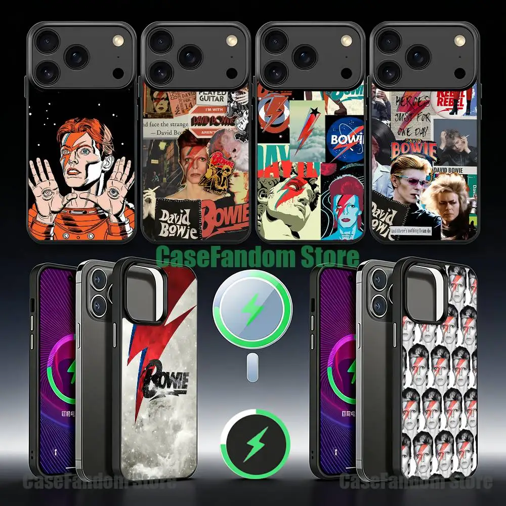 

Singer D-David B-Bowies For iPhone 17,16,15,14,13,12,11,Pro,Max,Plus,Mini,SE4,E Black Phone Case Magnetic Wireless Charging