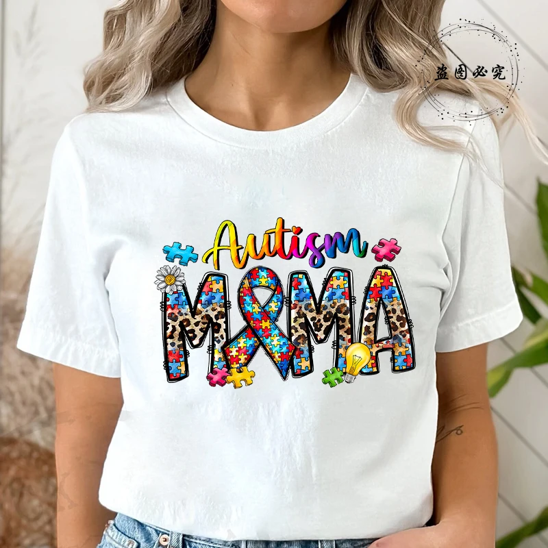Autism Mama T-shirt for Women Awareness Neuro Diverse Mommy Short Sleeve Tees Autism Support Tops Harajuku Graphic Tshirt