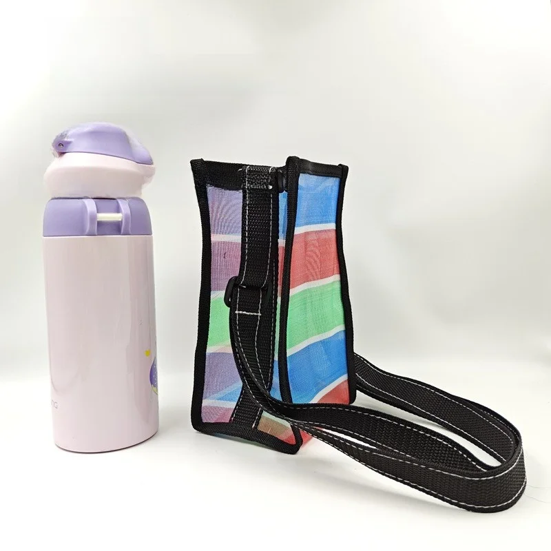 Taiwan Tee-Color Lady's Net Handbag Hollow out Square Lady's Purse Stripe Bag Water Bottle Holder Vegetable Basket