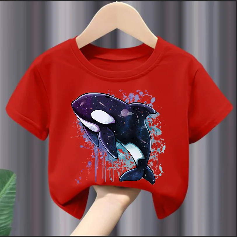 Estate New Catone Orca Baby Print Family Dress ragazzi e ragazze studenti t-shirt a maniche corte Top Clothes