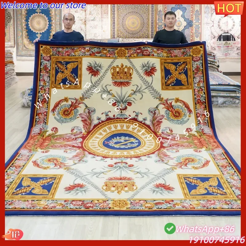 CECertificate 244x305cm Hand Knotted Silk Wool Savonnerie Carpet Antique Design French Handmade Rug for Home Decoration