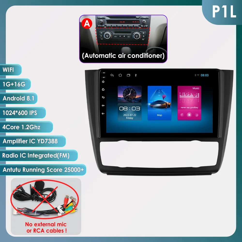 Android 14 Autoradio Voor BMW 1-Serie E87 E81 E82 E88 2004-2011 Auto Multimedia GPS Carplay 4G DSP BT 360 Camera Door Snapdragon6115