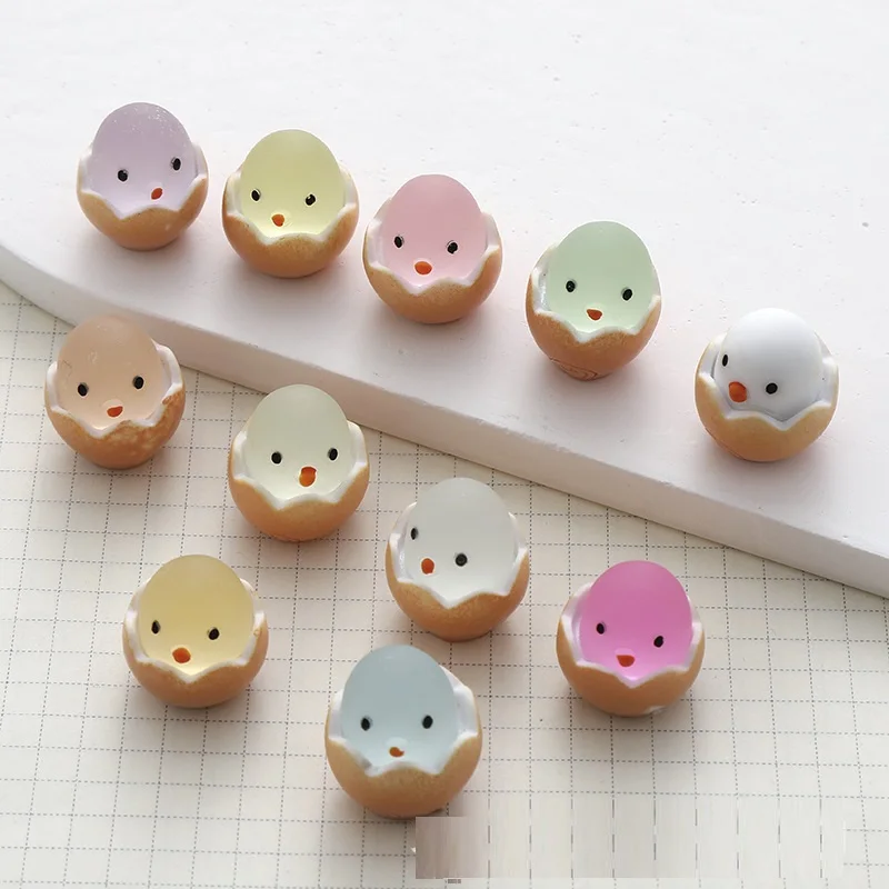 10PCS Cartoon three-dimensional glow-in-the-dark chick diy resin accessories cream gel phone case hole shoe decoration materials