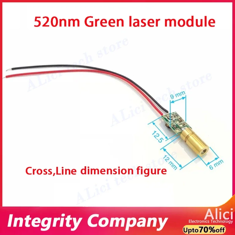 6mm green laser module dot shaped straight line cross line green laser head with adjustable focal length 520nm laser head