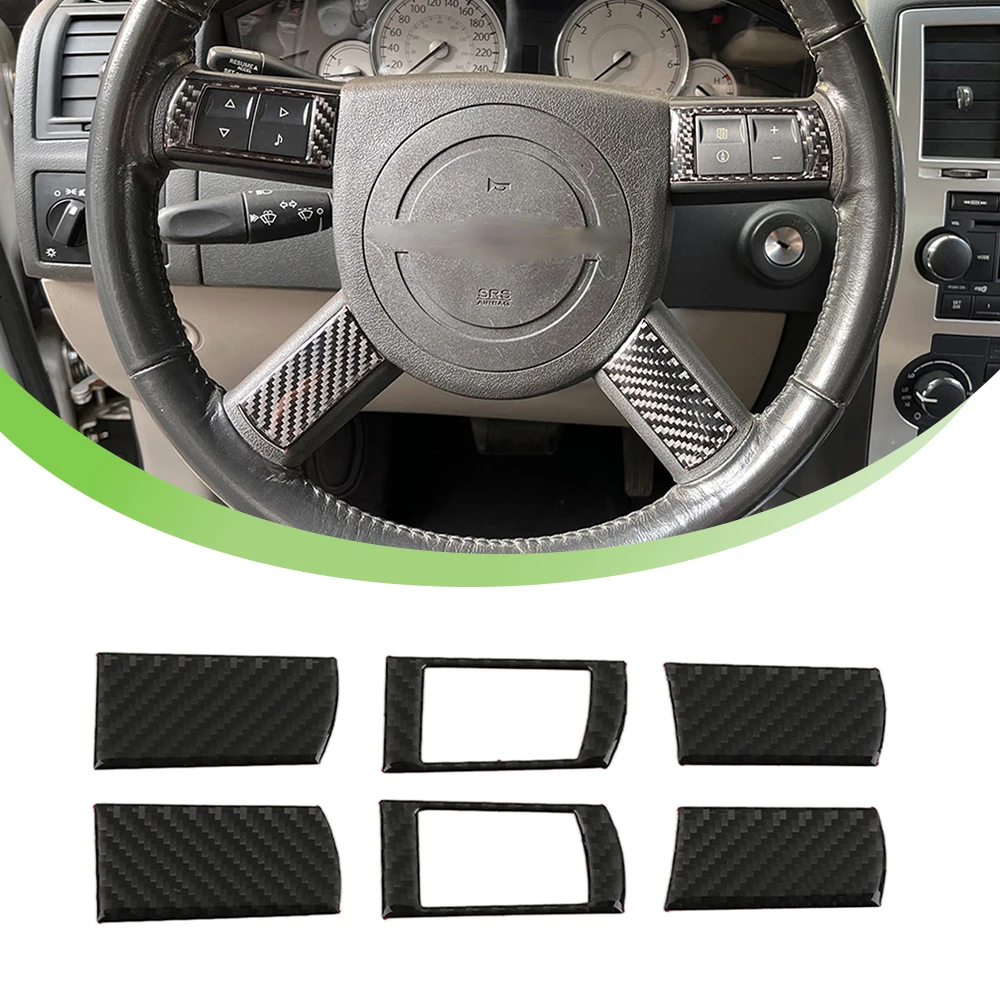 Steering Wheel Decoration Cover Trim Kits for Chrysler 300C 2004-2009 for Charger 2006-2010 Car Interior Acccessory Carbon Fiber