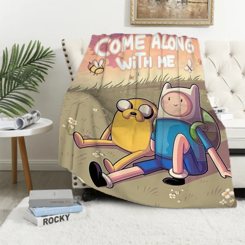 Anime Adventure Time Child Blanket Double Bed Blankets for Decorative Sofa Furry Summer Comforter Fluffy Soft Blankets & Throws