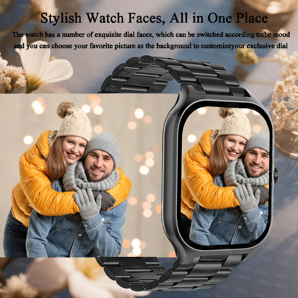 الساعات الذكية الفاخرة للرجال والنساء 2.01 HD متعددة الوظائف AI صوت الصحة تتبع بلوتوث دعوة مارت الساعات هدية الكريسماس