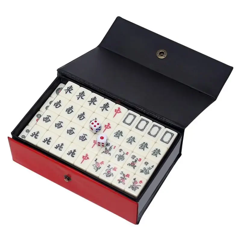 

Chinese Mahjong Game Set 144 White Engraved Mini Tiles For Family Gathering For Chinese Style Game Play Family Leisure Time