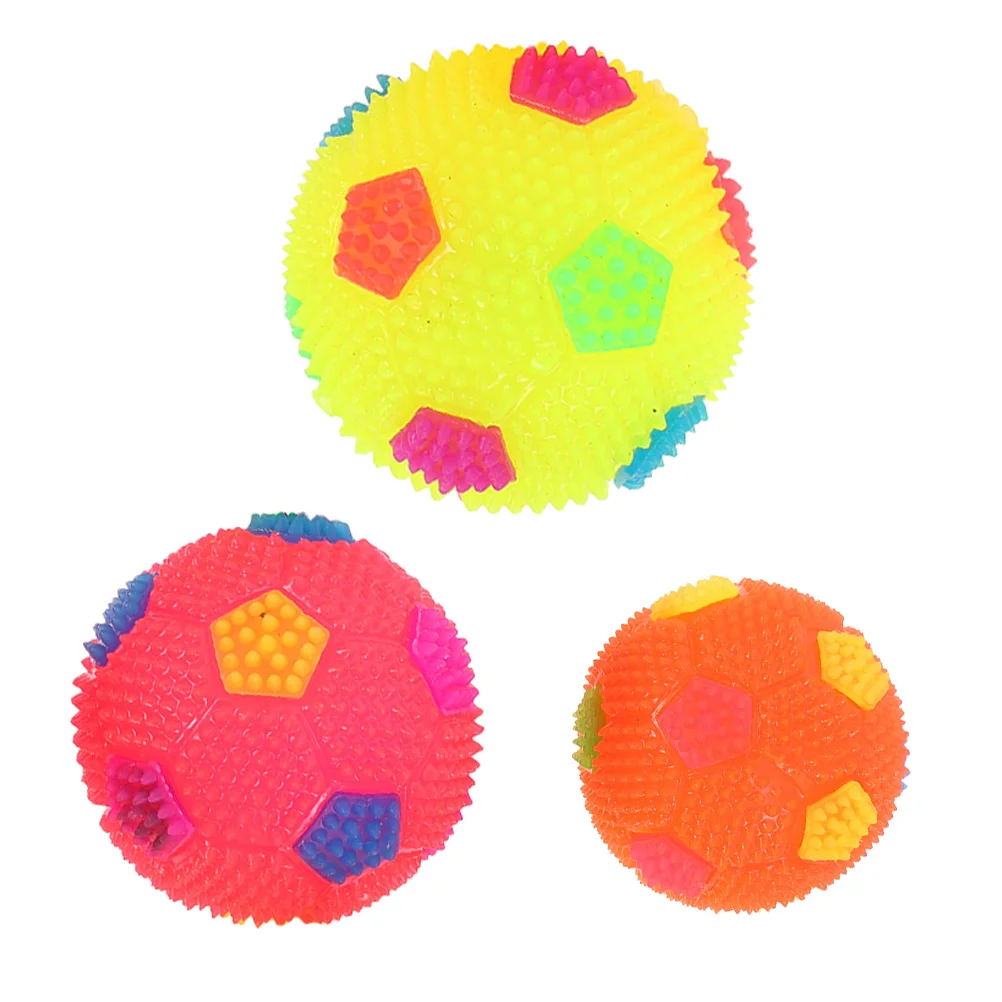 3 Pcs Flash Football Toy Blinking Sensory Bouncy Educational Toys Toddler Fidget LED Balls Squeeze Kids Playthings Flashing