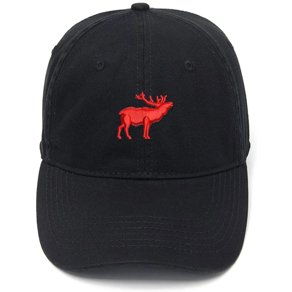 

Lyprerazy Men's Baseball Cap Solid Elk Embroidery Hat Cotton Embroidered Casual Baseball Caps