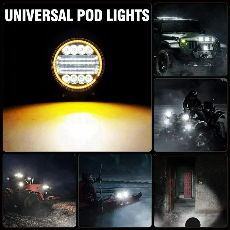 GEFENSI ABUP-8Pcs 4 Inch LED Work Light Combo Spot Flood Off Road Driving Amber Fog Lamp