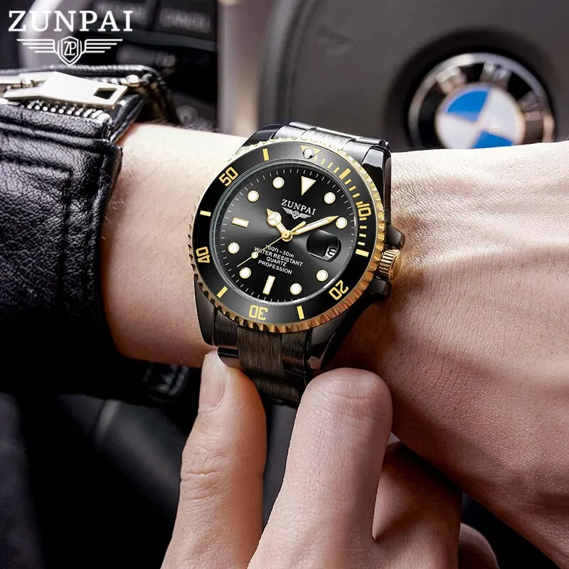 100%Original ZUNPAI Watch for Men Waterproof Sports Stainless Steel Diving Wristwatches 2022New Fashion Luxury TOP Brand