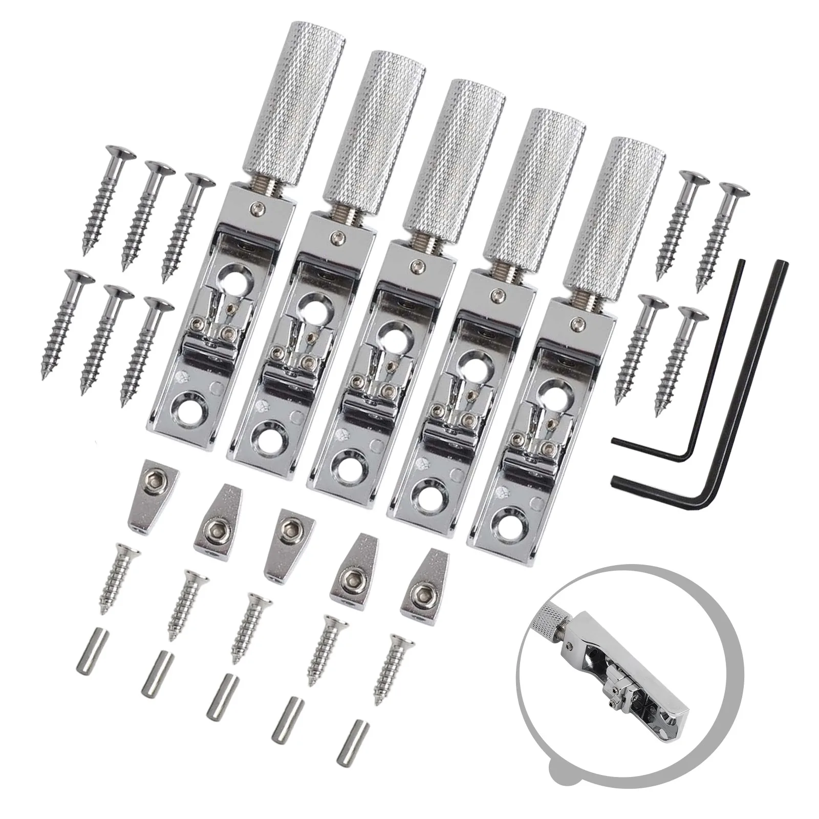 Hot Sales 1 Set 4/5/6 String Fixed Bass Headless Versatil4/5/6 String Fixed Bass Headless Bridge Single String Silver Zinc Alloy