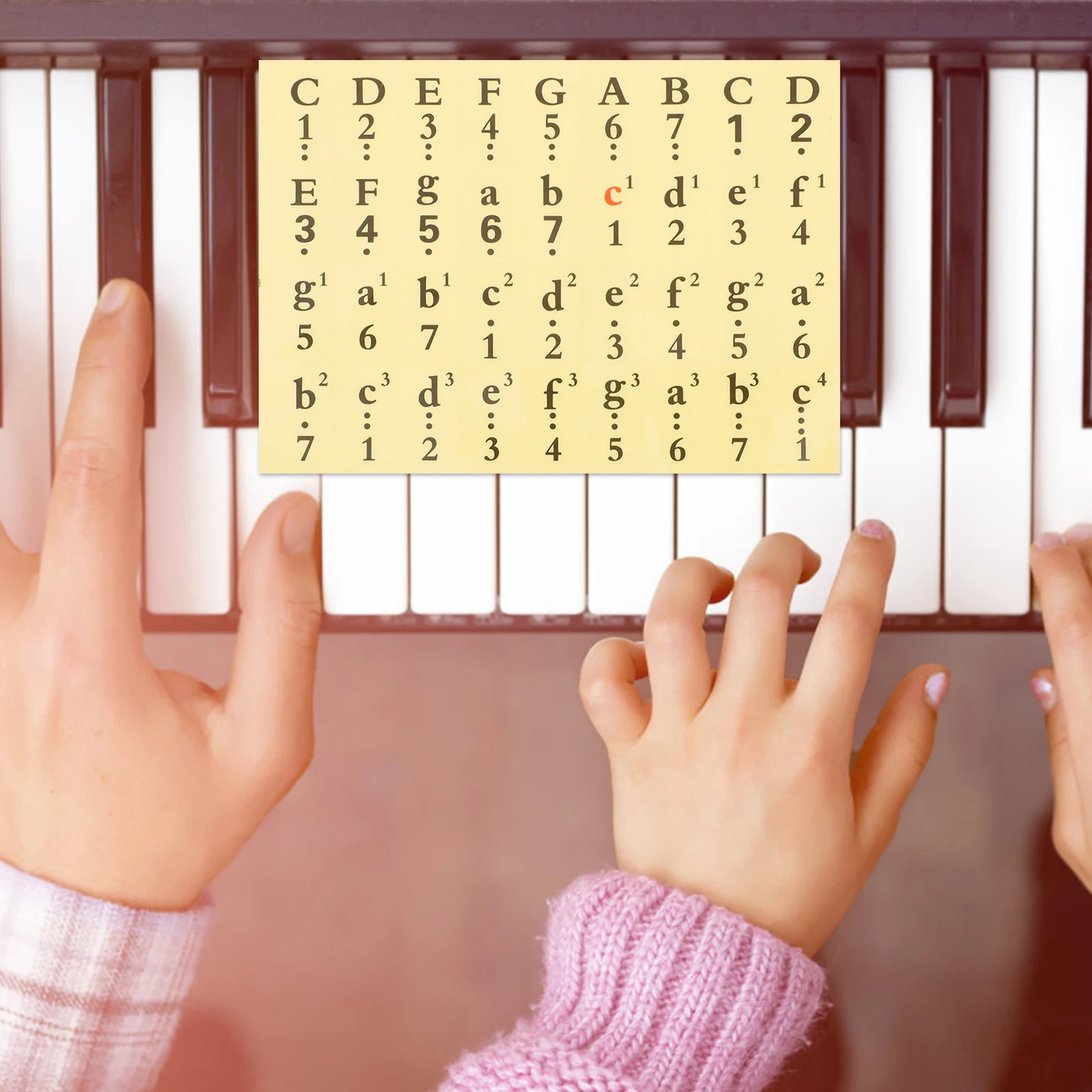 

1 pcs Piano Keyboard Stickers 61 54 49 Keys Black Transparent Numbered Notation Durable Stick On White Keys Eye Protection Easy