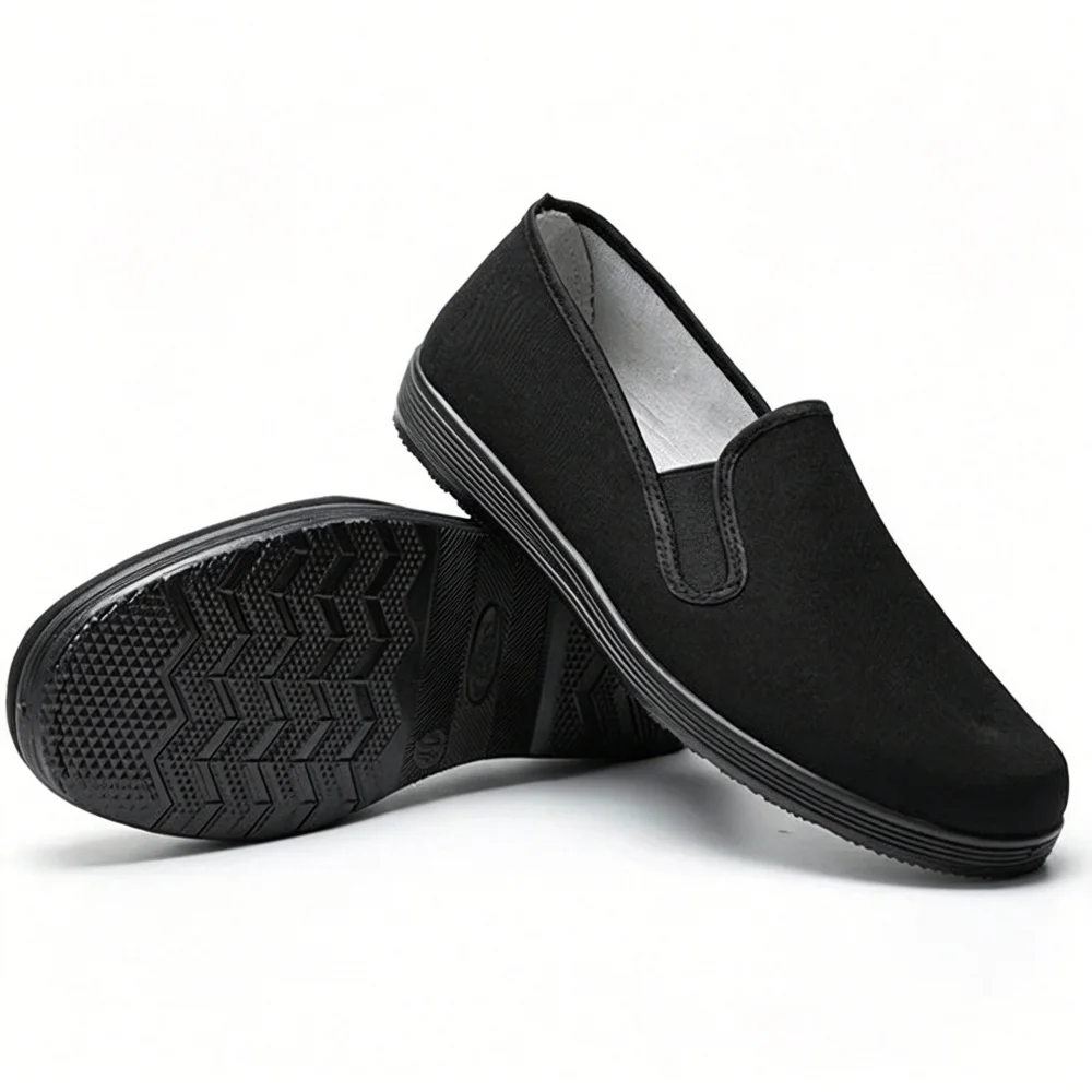 Chinese Traditional Old Beijing Canvas Shoes Men Slip On Flat Loafers Casual Walking Work Shoes