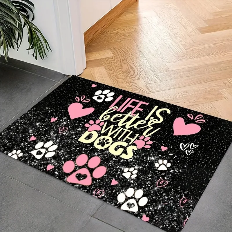 Dog Print Door Mat Non Slip Machine Washable Indoor and Outdoor Carpets Kitchen Bathroom Home Decoration Entrance Door Mat