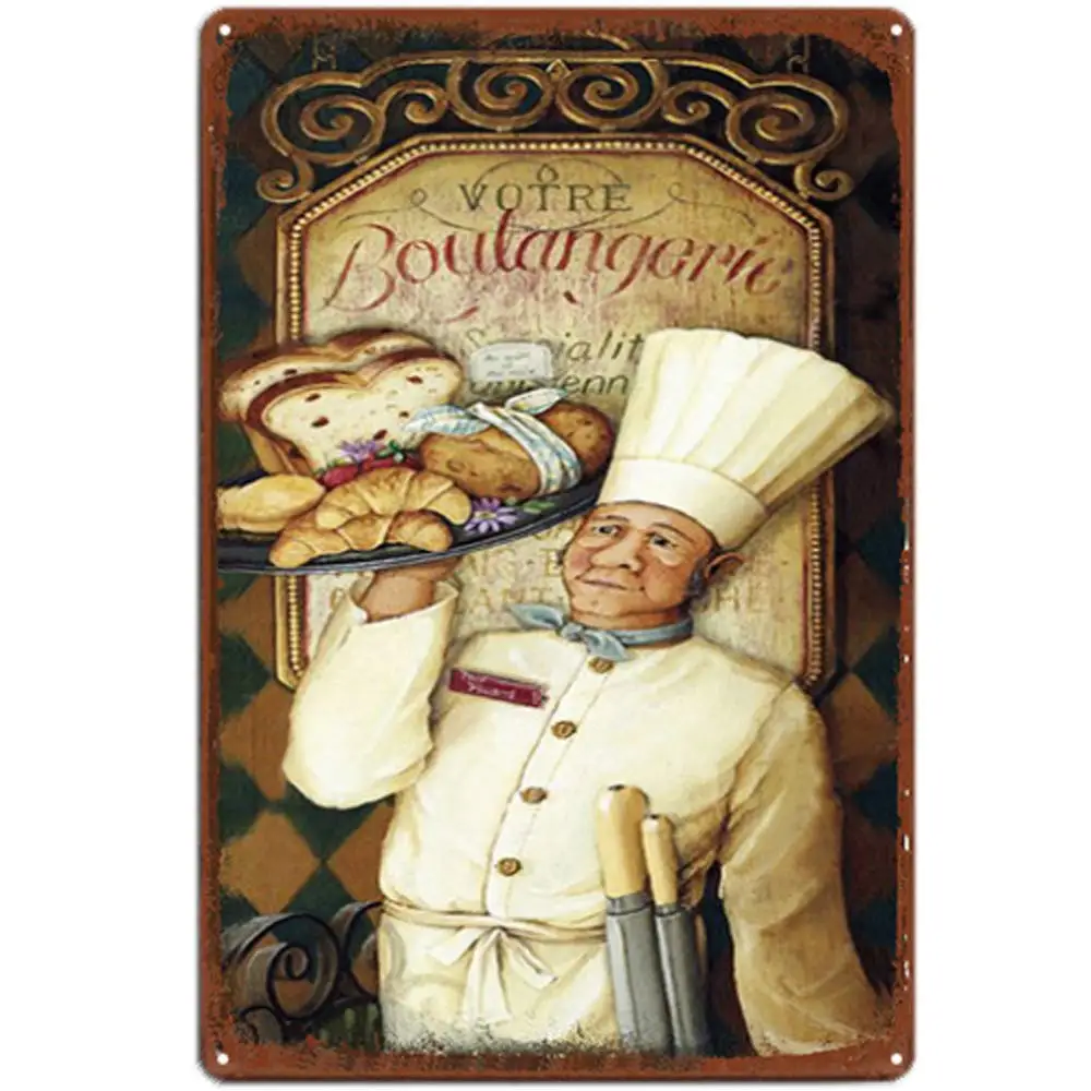 Retro Design Pastry Master Tin Metal Signs Wall Art | Thick Tinplate Print Poster Wall Decoration for Kitchen