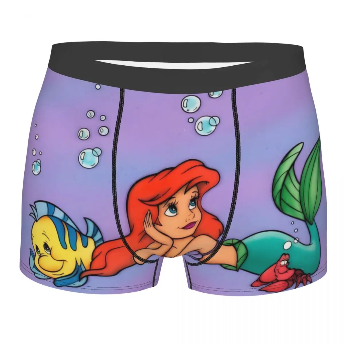

Нижнее белье «Русалочка» на заказ, мужские шорты-боксеры принцессы Ариэль с принтом, трусы, мягкие трусы