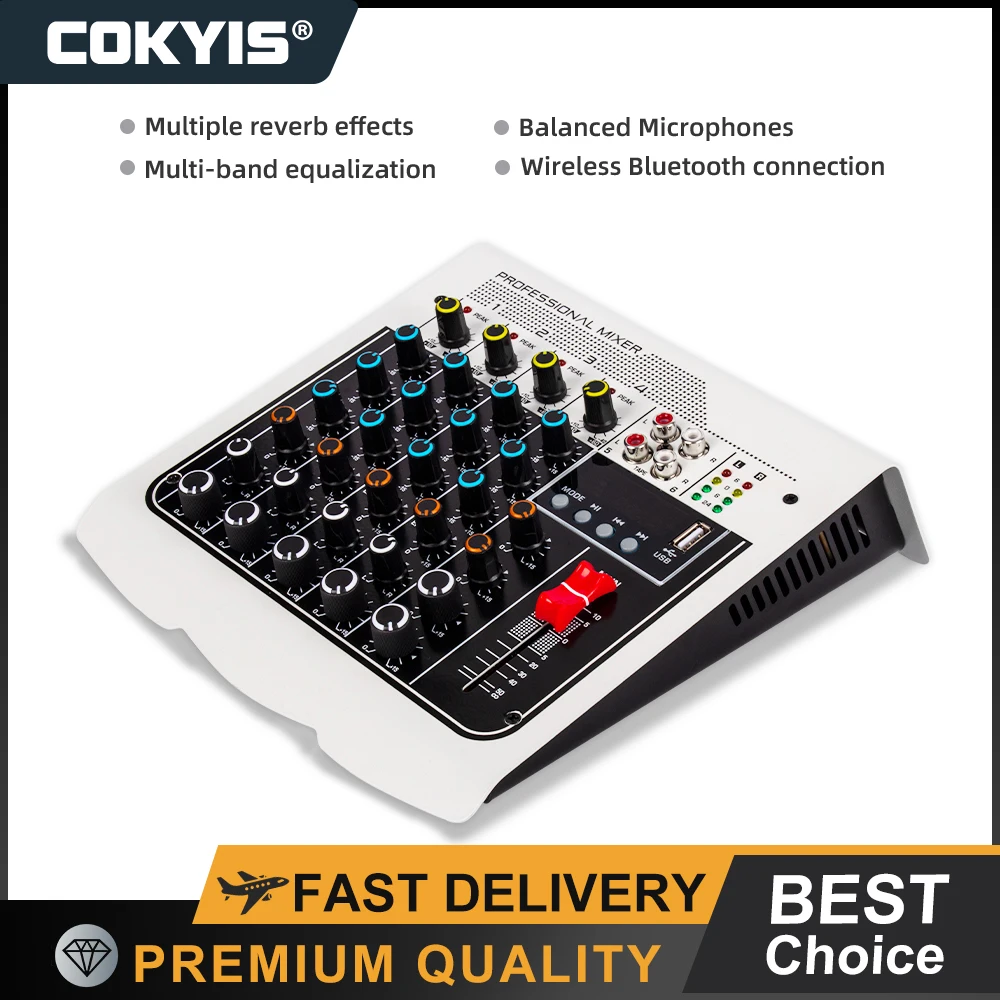 Audio Mixer Professional USB Bluetooth interface console Mixer with reverb delay effect 6 channel sound mixer table