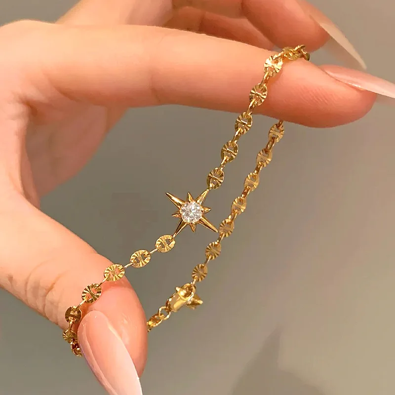 

Exquisite high-quality sparkling star bangles for women inspired silver 925 charm bracelet suitable for daily jewelry gifts