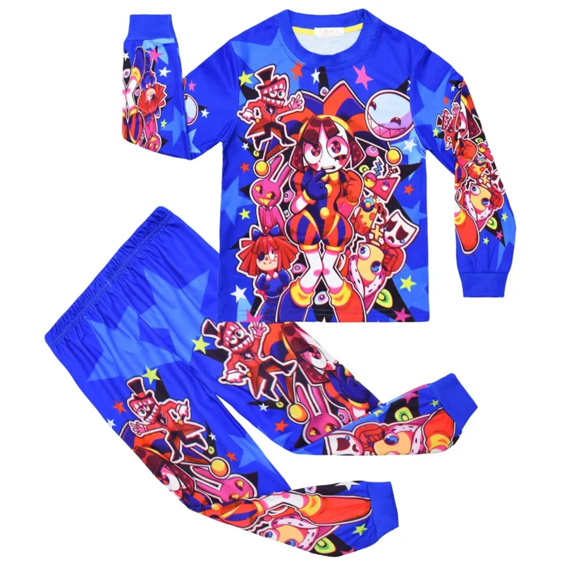 Candy 2025The Incroyable cirque numérique vêtements de nuit pour enfants filles garçons pyjamas dessin animé Pomni Clown Caine Ragatha Jax manches longues + pantalon