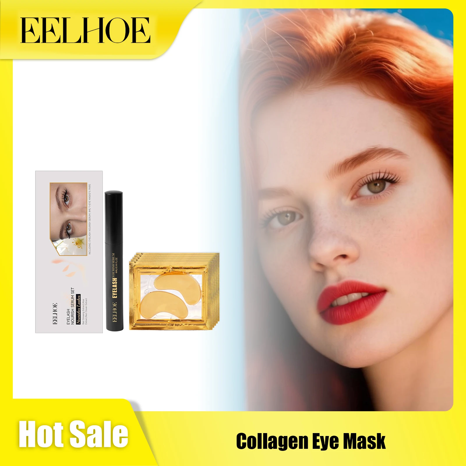 

EELHOE Eye Care Kit Eyelash Essence and Eye Mask Reduce Fine Lines Promote Eyelash Growth Relieve Fatigue Eye Soothing Essence