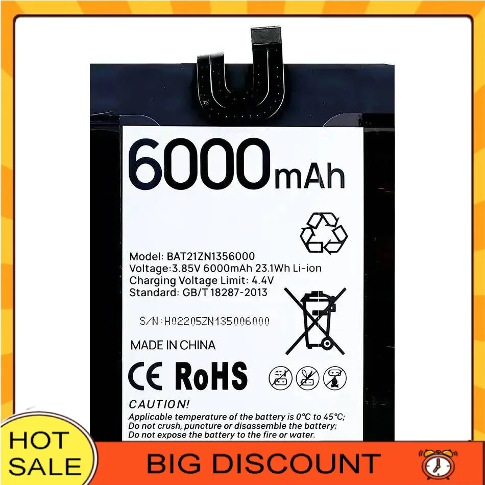 

Mobile Phone Battery Reliable Replacement For Doogee S98 BAT21ZN1356000 6000Mah