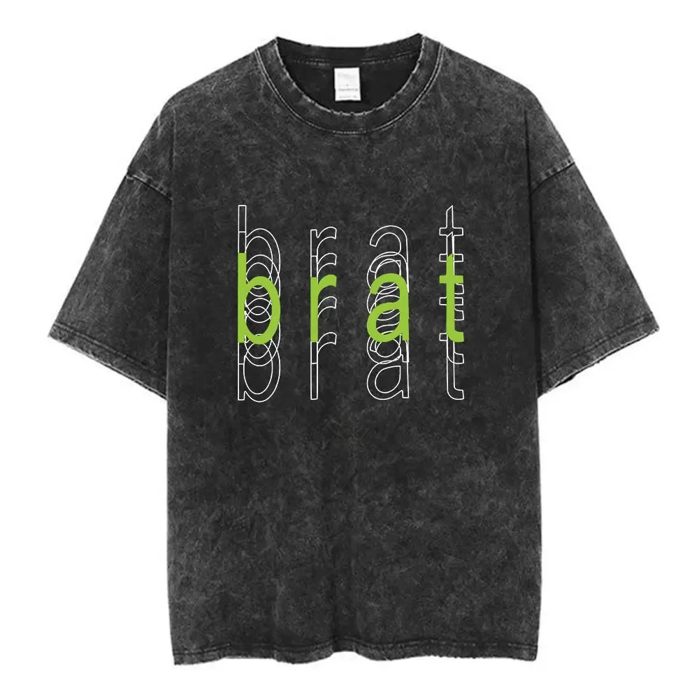 Washed Vintage Charli Xcx Chains of Love Album Graphic T Shirt Men Women Fashion Pop Music T-shirts Unisex Oversized Streetwear