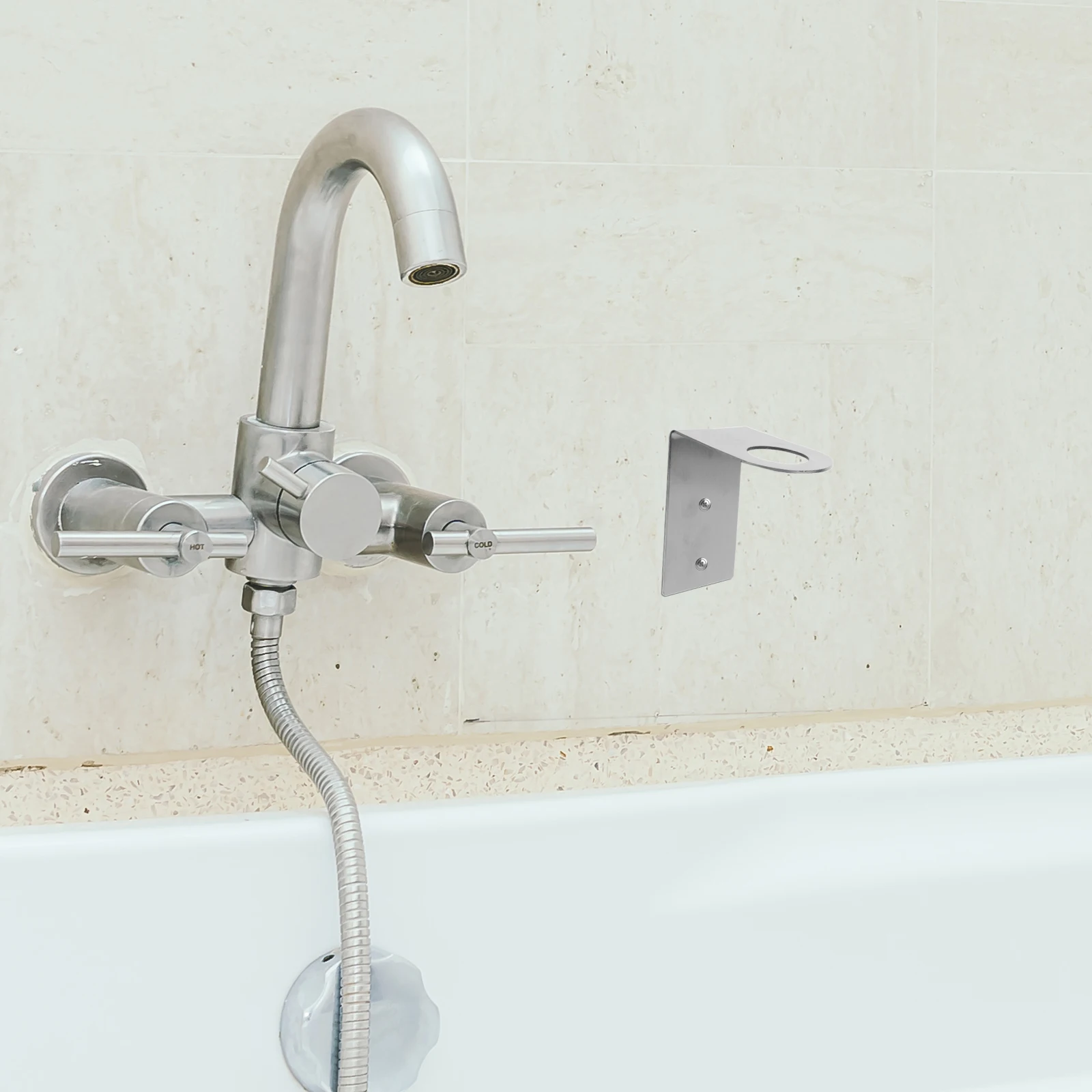 

Stainless Steel Soap Dispenser Holder Wall Mounted No Drill 304 Material Liquid Soap Bottle Rack Bathroom Shower Stand