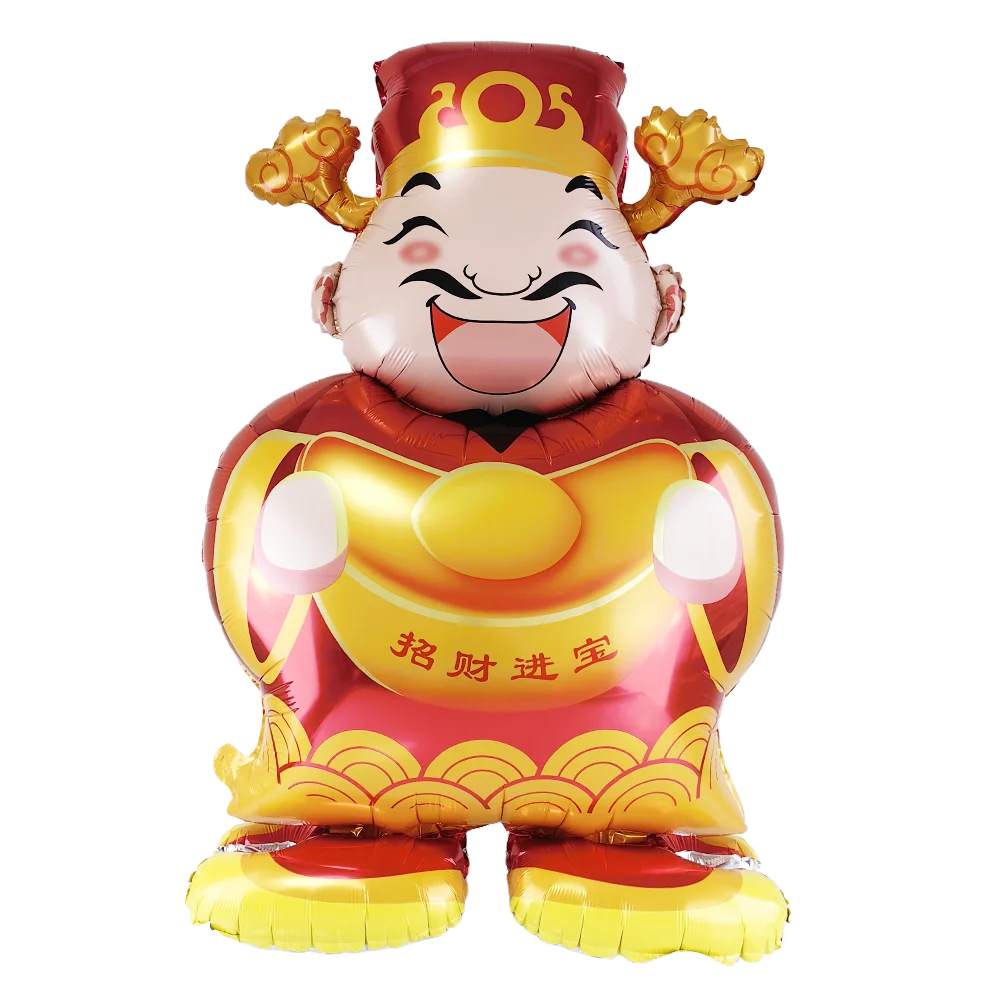 Chinese Spring Festival Decoration Balloons Cartoon God of Wealth Dragon Lion 2025 New Year Party Supplies Kids Favor Gifts