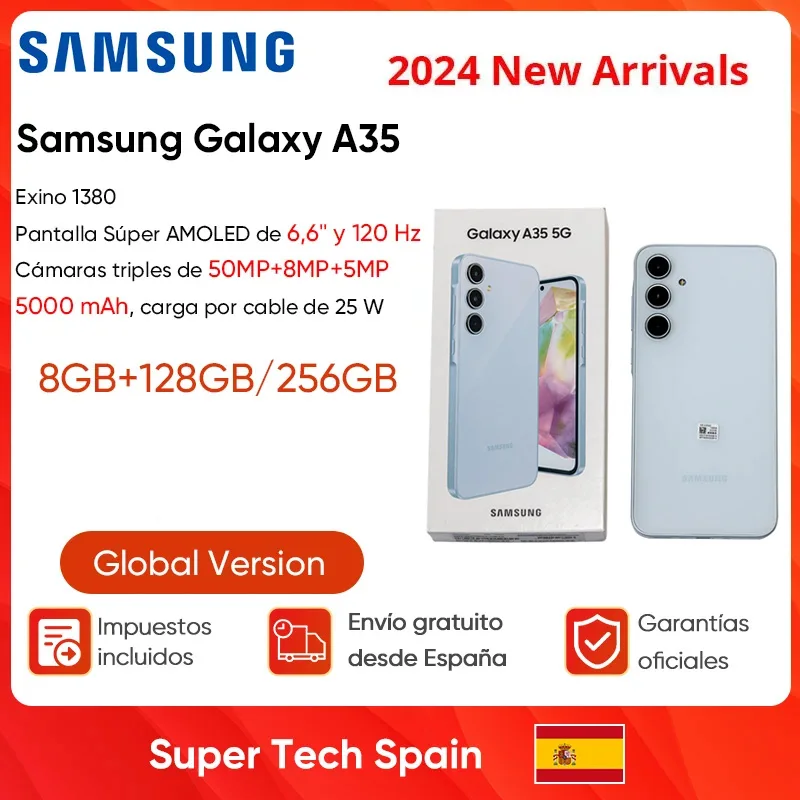 2024 New Samsung Galaxy A35 5G Smartphone Exynos 1380 Android 14 6.6\'\' 120Hz Super AMOLED Display 5000mAh Battery Original