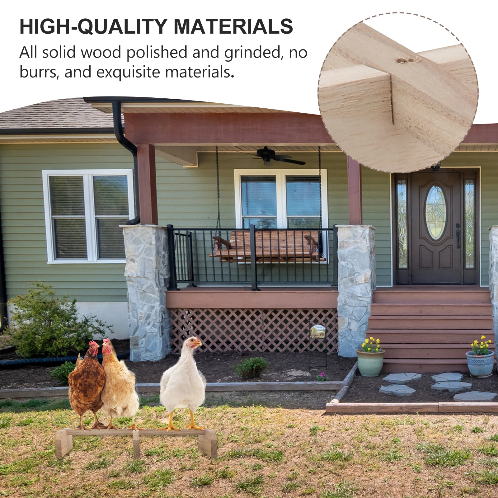 

Chicken Wooden Station Stand Perch Stands Deck Roosting Bar Chickrn Outdoor Poultry